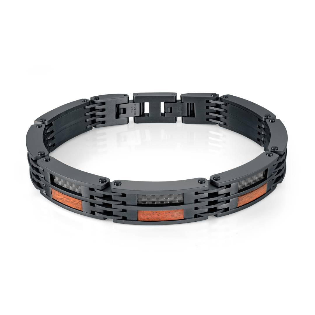 10MM CARBON & WOOD BRACELET