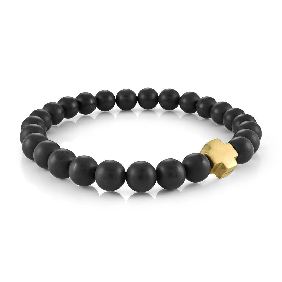 8MM BEADED CROSS BRACELET