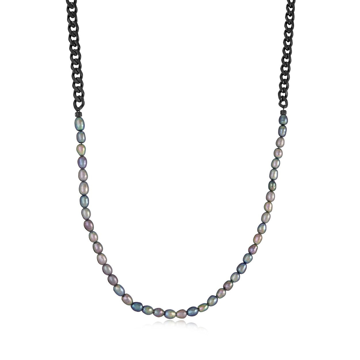 4.6mm curb & pearls necklace