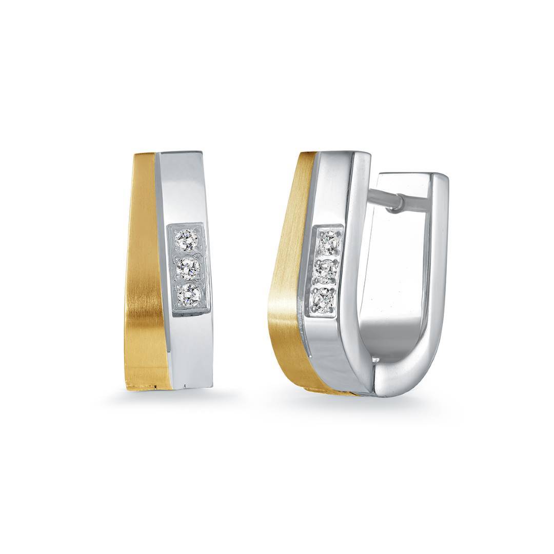 3-WHITE-CZ TWO-TONE HUGGIES