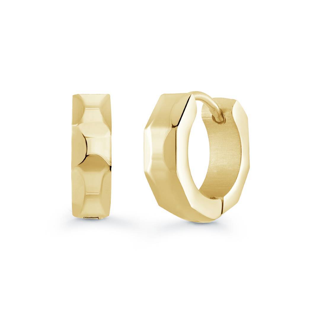 13.5MM EDGED HUGGIE EARRINGS