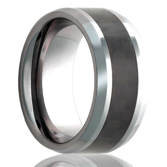 Tungsten Carbon Fiber Ring Polished Beveled Edge