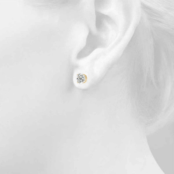 Lab Diamond Stud Earrings Round 0.50 ct. tw. (D-E, VVS) in 14k Gold 4-Prong Basket