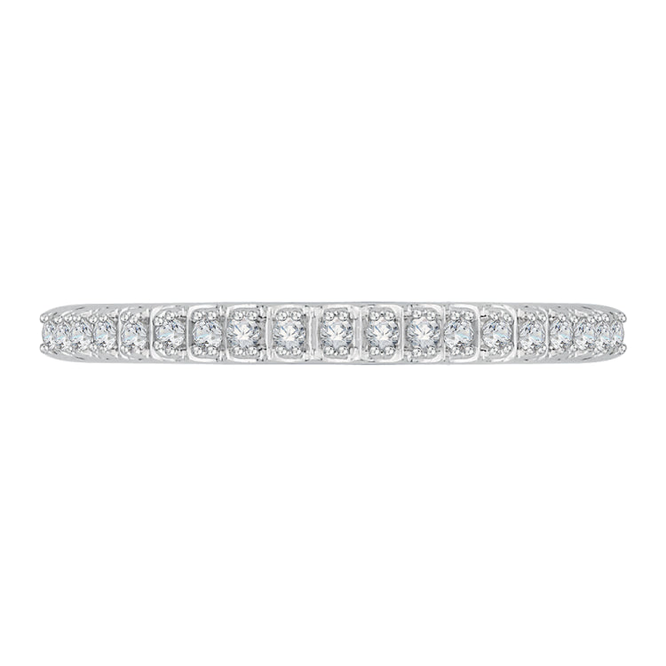 14K White Gold Half-Eternity Diamond Wedding Band with Euro Shank