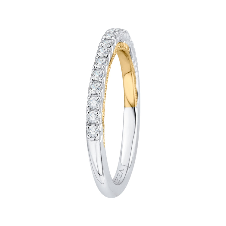 Round Diamond Half-Eternity Wedding Band In 14K Two-Tone Gold