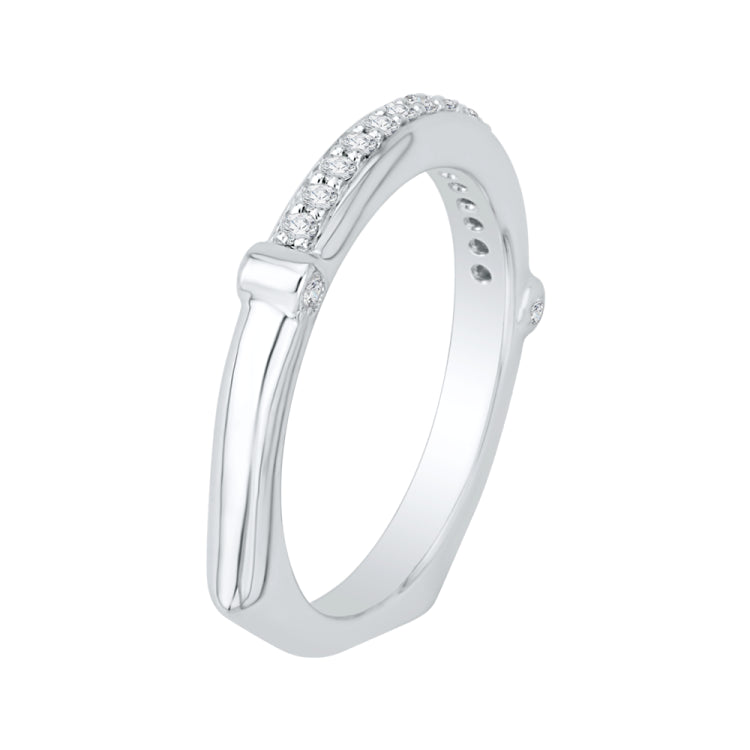 14K White Gold Round Diamond Wedding Band