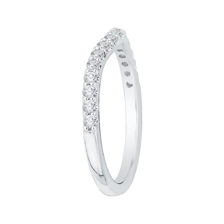 14K White Gold Round Diamond Half-Eternity Wedding Band