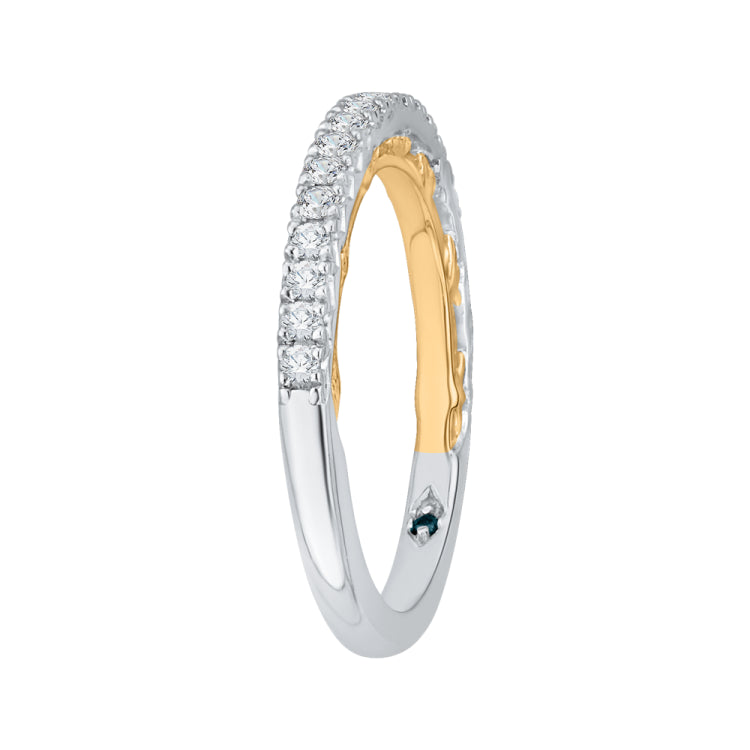 14K Two-Tone Gold Round Diamond Half-Eternity Wedding Band