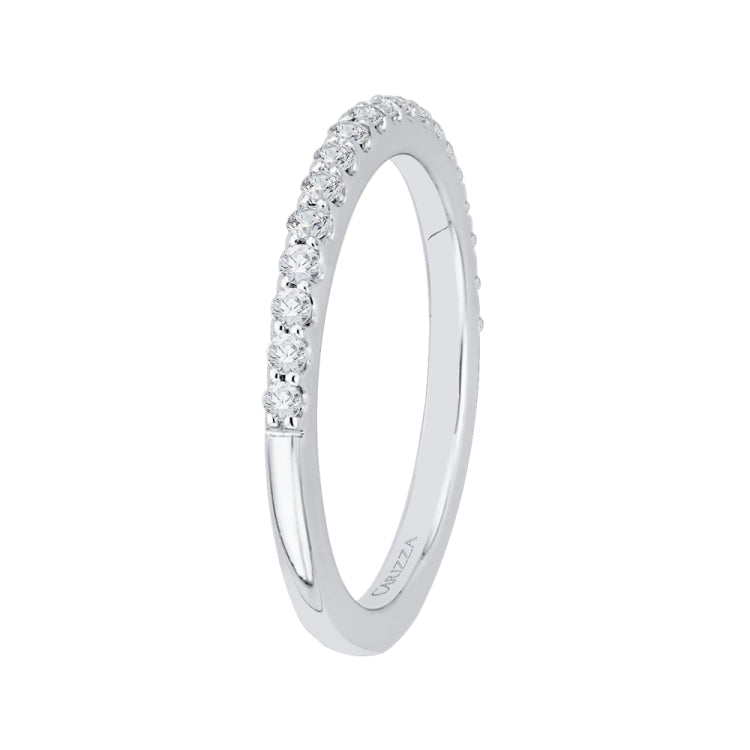 14K White Gold Round Diamond Half-Eternity Wedding Band