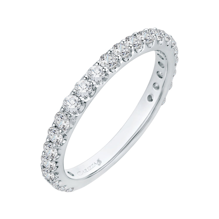 18K White Gold Round Diamond Wedding Band