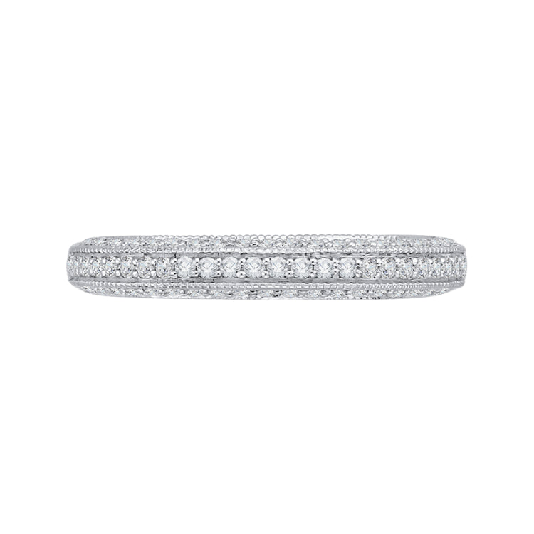14K White Gold Round Diamond Half-Eternity Wedding Band