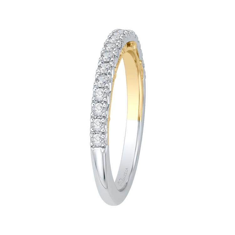 14K Two-Tone Gold Round Diamond Half-Eternity Wedding Band