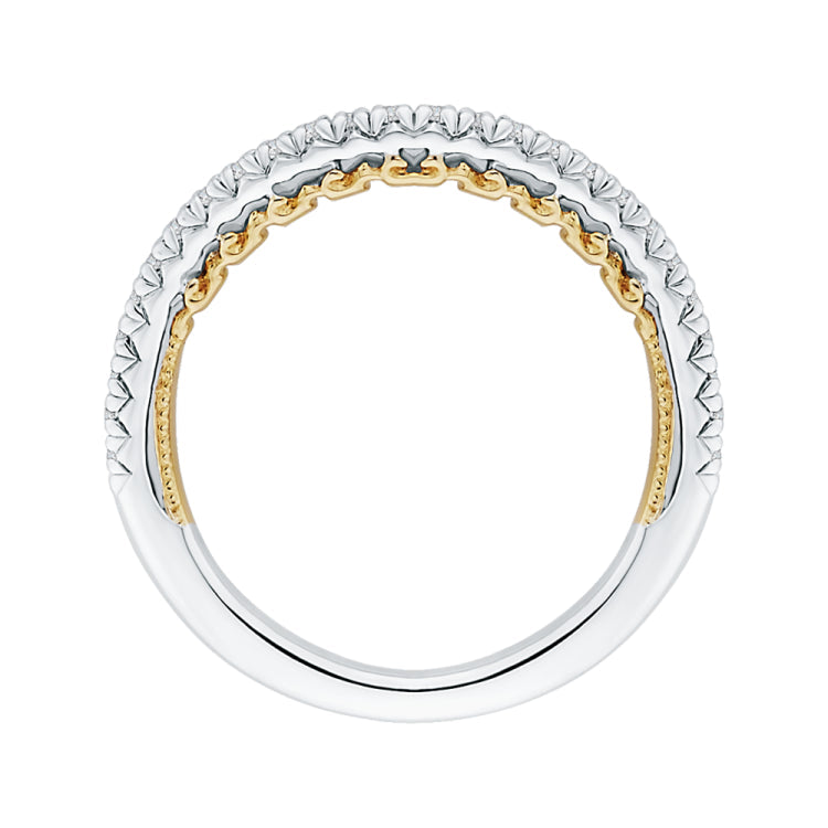 18K Two-Tone Gold Round Diamond Wedding Band