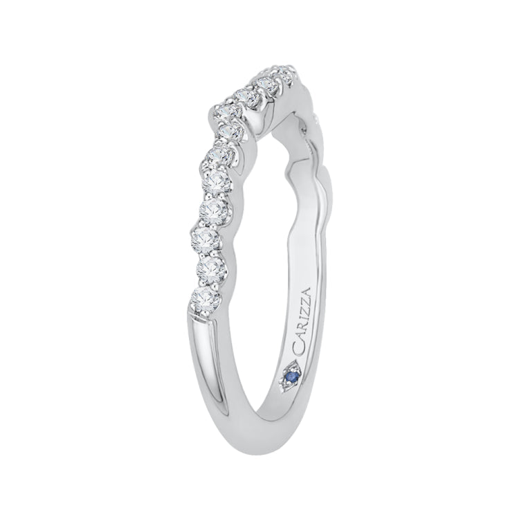 Round Diamond Half-Eternity Wedding Band In 14K White Gold