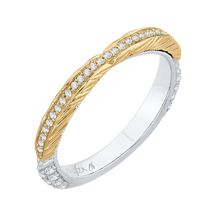 18K Two-Tone Gold Round Diamond Wedding Band