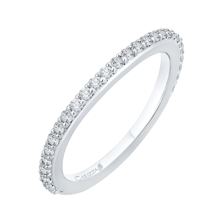 Round Diamond Wedding Band In 18K White Gold