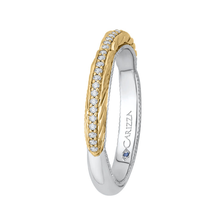 14K Two-Tone Gold Round Diamond Wedding Band