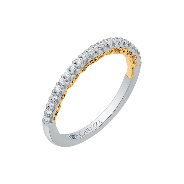 14K Two-Tone Gold Round Diamond Half-Eternity Wedding Band