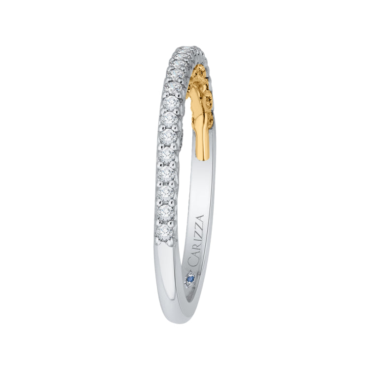 14K Two-Tone Gold Round Diamond Half-Eternity Wedding Band