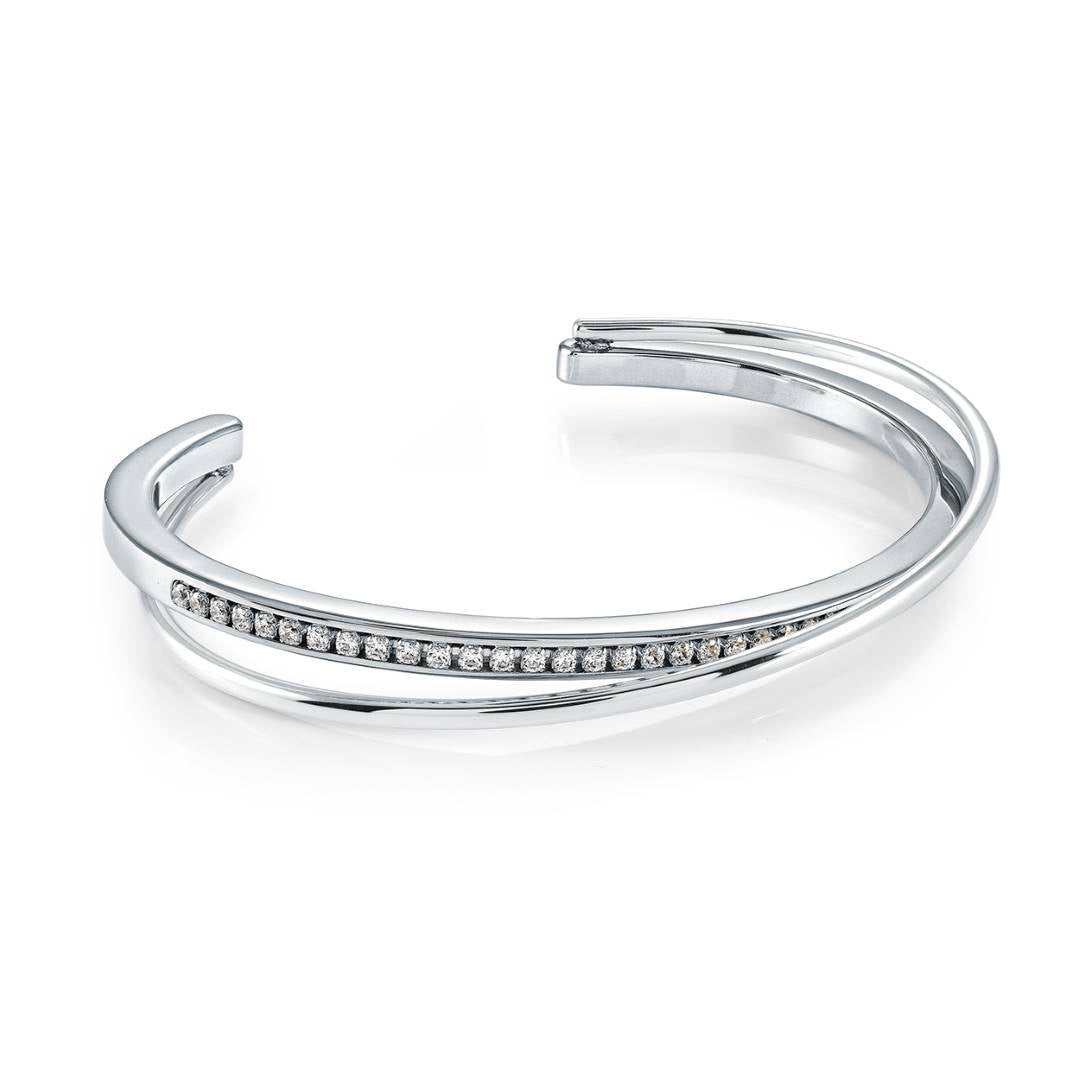 WHITE-CZ OVERLAP BANGLE
