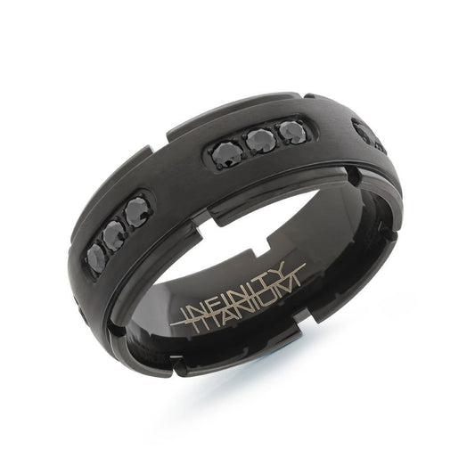 TITANIUM BLACK CZ 8MM BAND