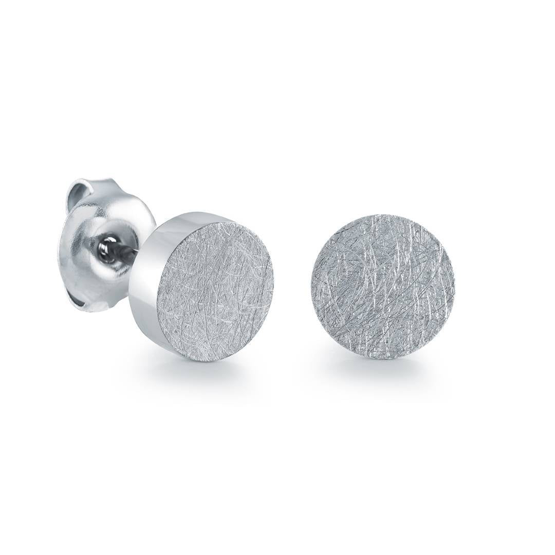 7MM BRUSHED ROUND STUD EARRINGS