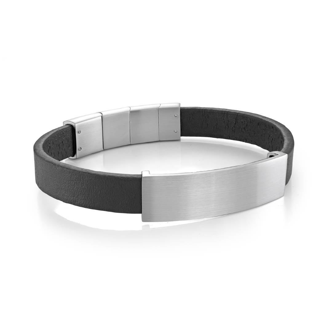 10MM LEATHER ID-PLATE BRACELET
