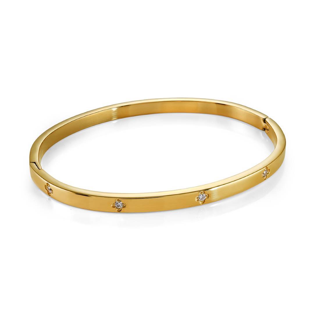 4MM WHITE-CZ CLOVER BANGLE