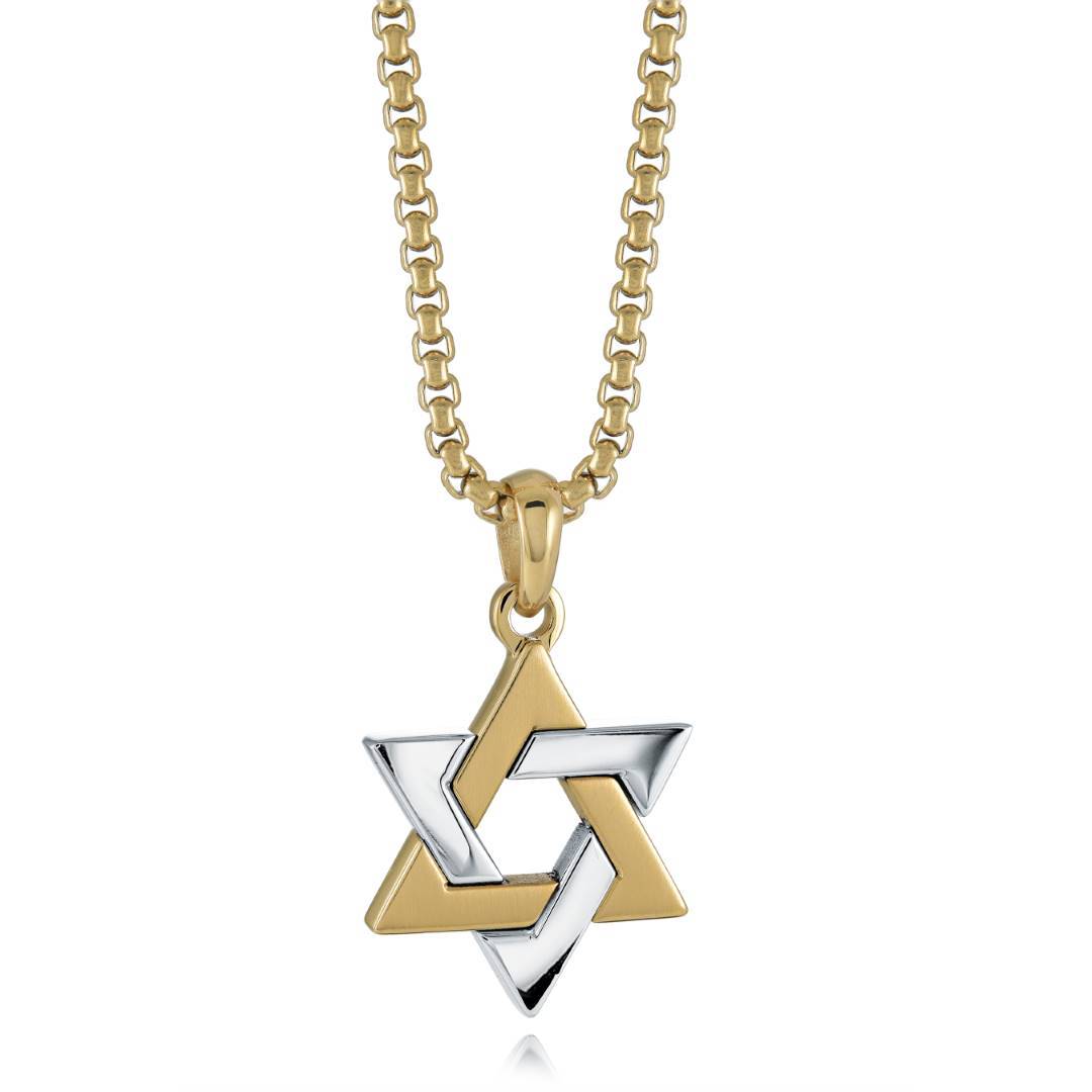BRUSHED-POLISHED STAR OF DAVID PENDANT
