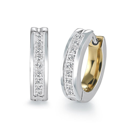 2-TONE CHANNEL-CZ HUGGIE EARRINGS