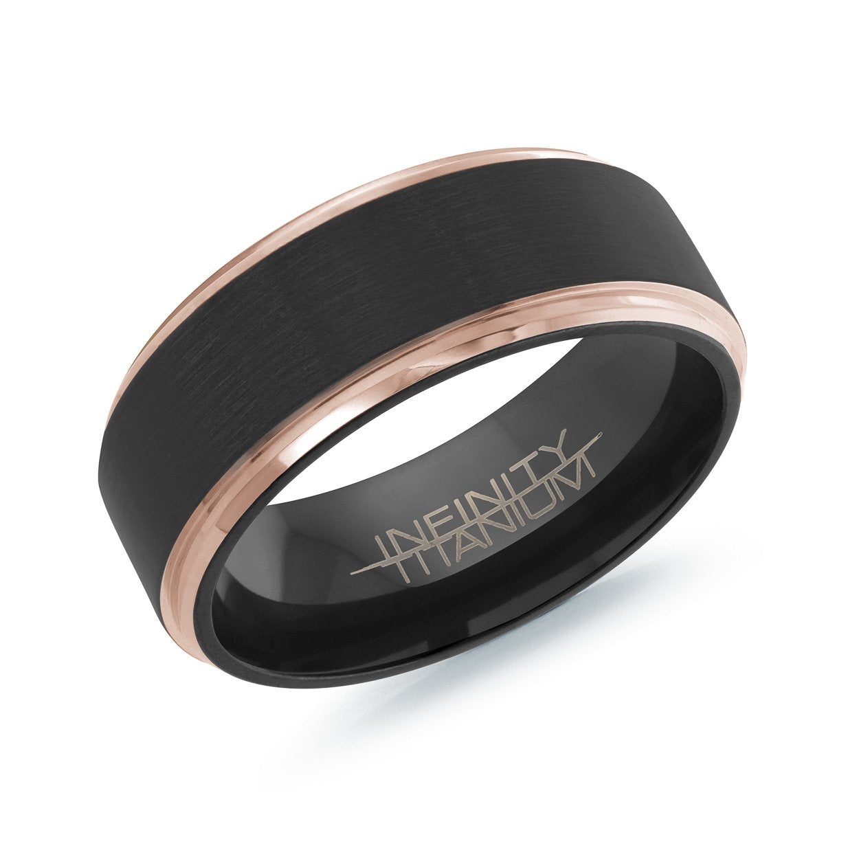 TITANIUM ROSE IP EDGES 8MM BAND