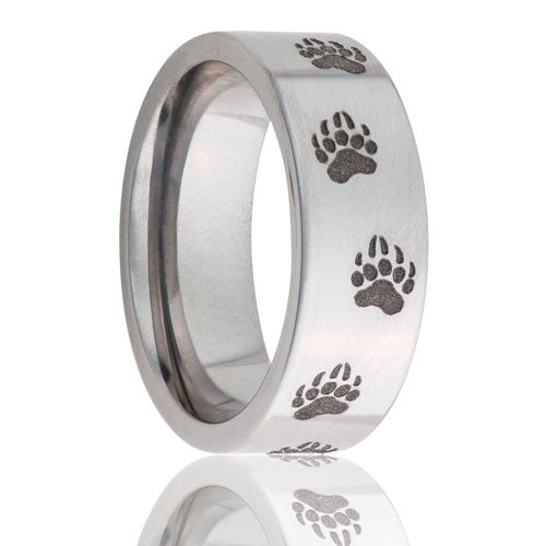 Titanium Animal Tracks Ring - Polished Finish