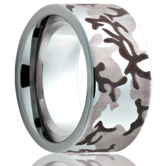 Cobalt Comfort Fit Polished Camo Ring - Fast Delivery