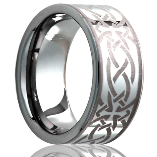 Cobalt Comfort Fit Polished Celtic Cross Ring