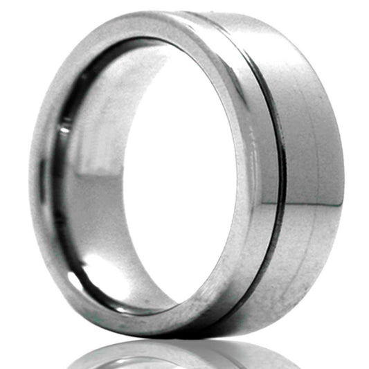 Cobalt Comfort Fit Polished Ring with Offset Groove