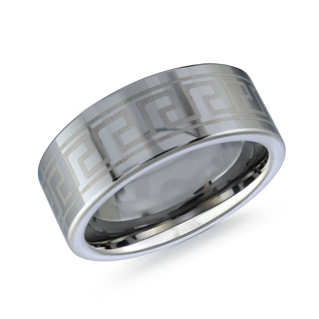 8MM GREEK KEY TUNGSTEN BAND