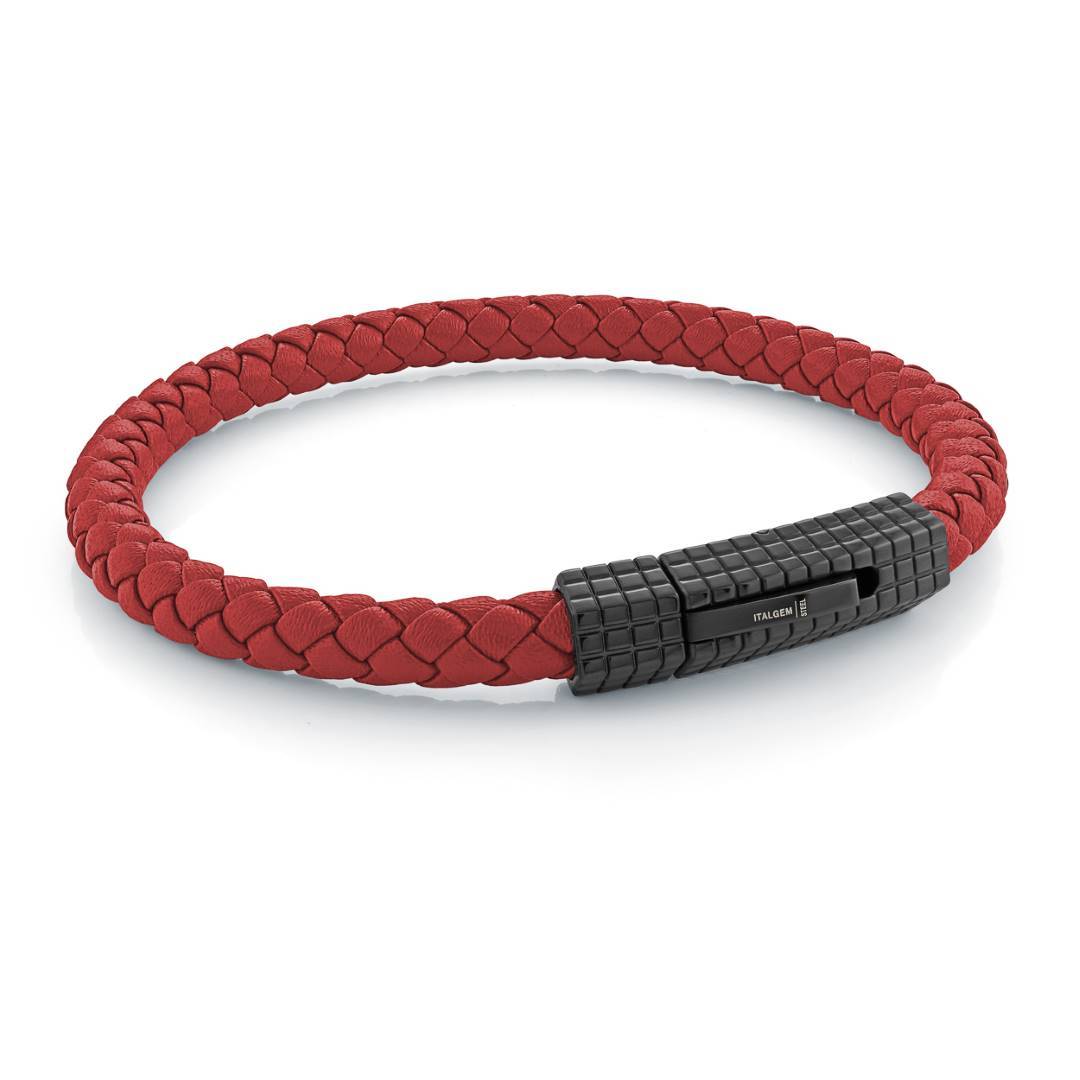 OCTAGON-CLASP LEATHER BRACELET
