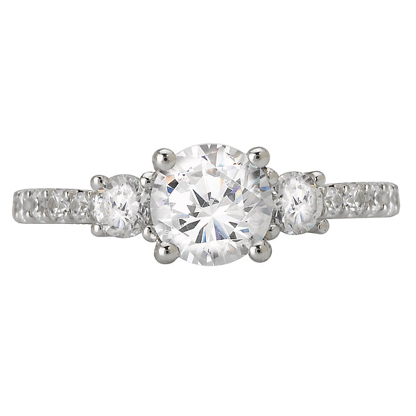 3 Stone Semi-Mount Diamond Ring