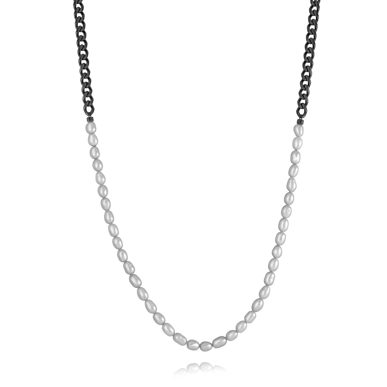 4.6mm curb & pearls necklace