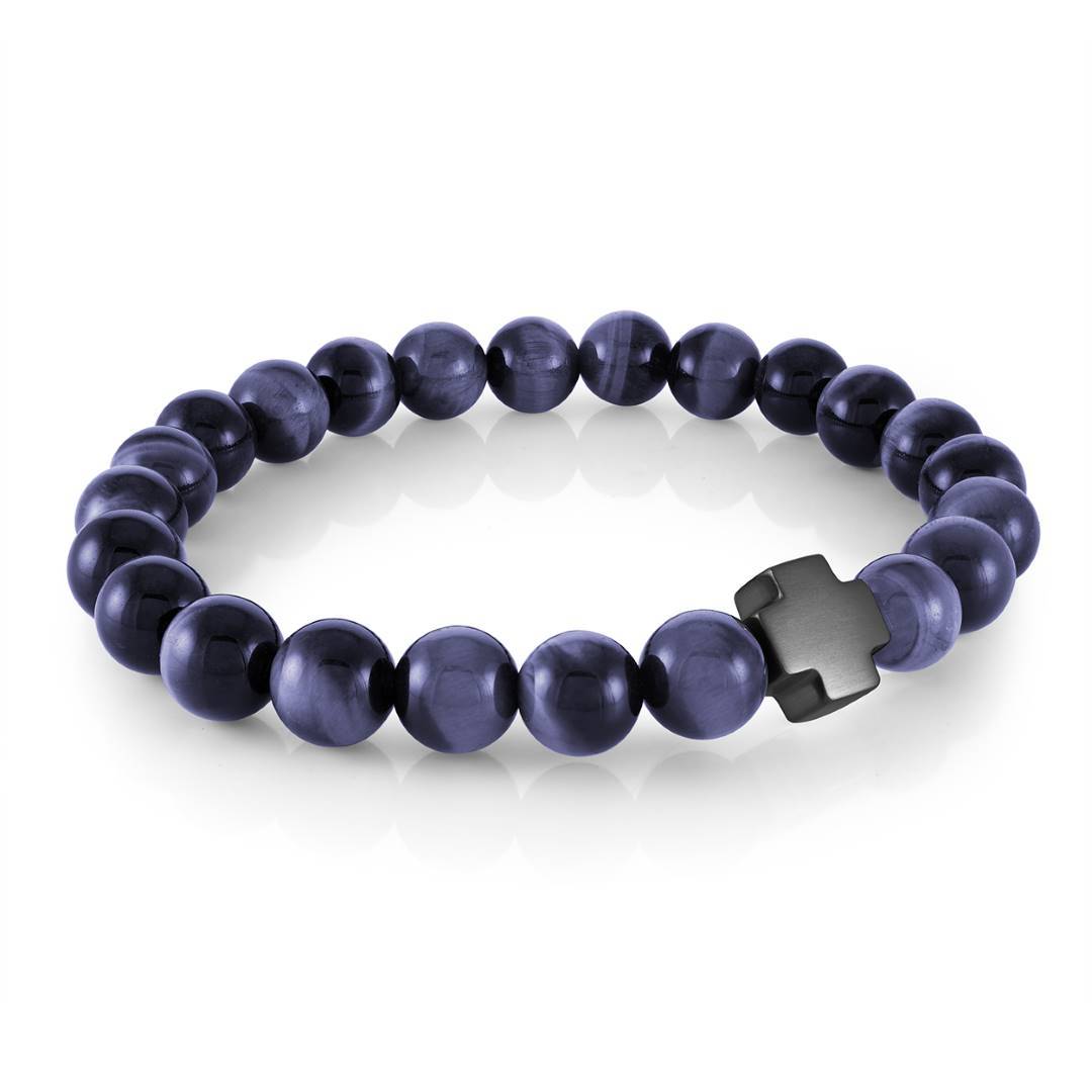 8MM BEADED CROSS BRACELET