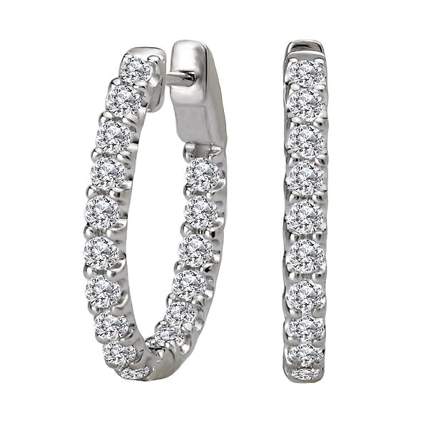 Ladies Diamond Hoop Earrings