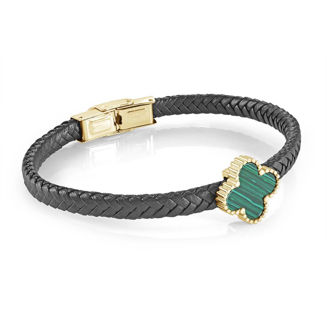 17MM-LUCKY-CLOVER LEATHER BRACELET