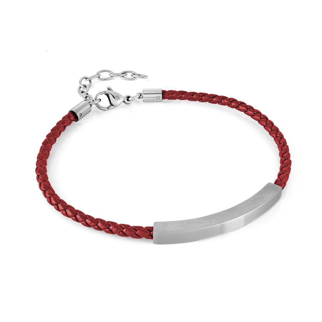 ID PLATE LEATHER BRACELET
