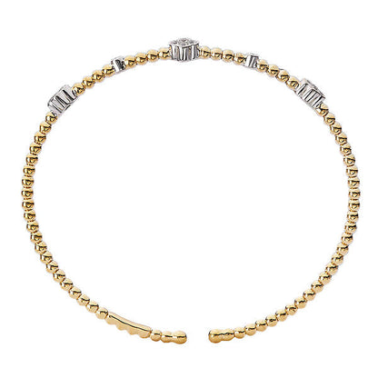 Two-Toned Floral Designed Diamond Cuff Bracelet