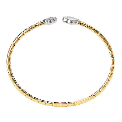 Open Flex Cuff Clover Shaped Bracelet with Pearl and Diamonds