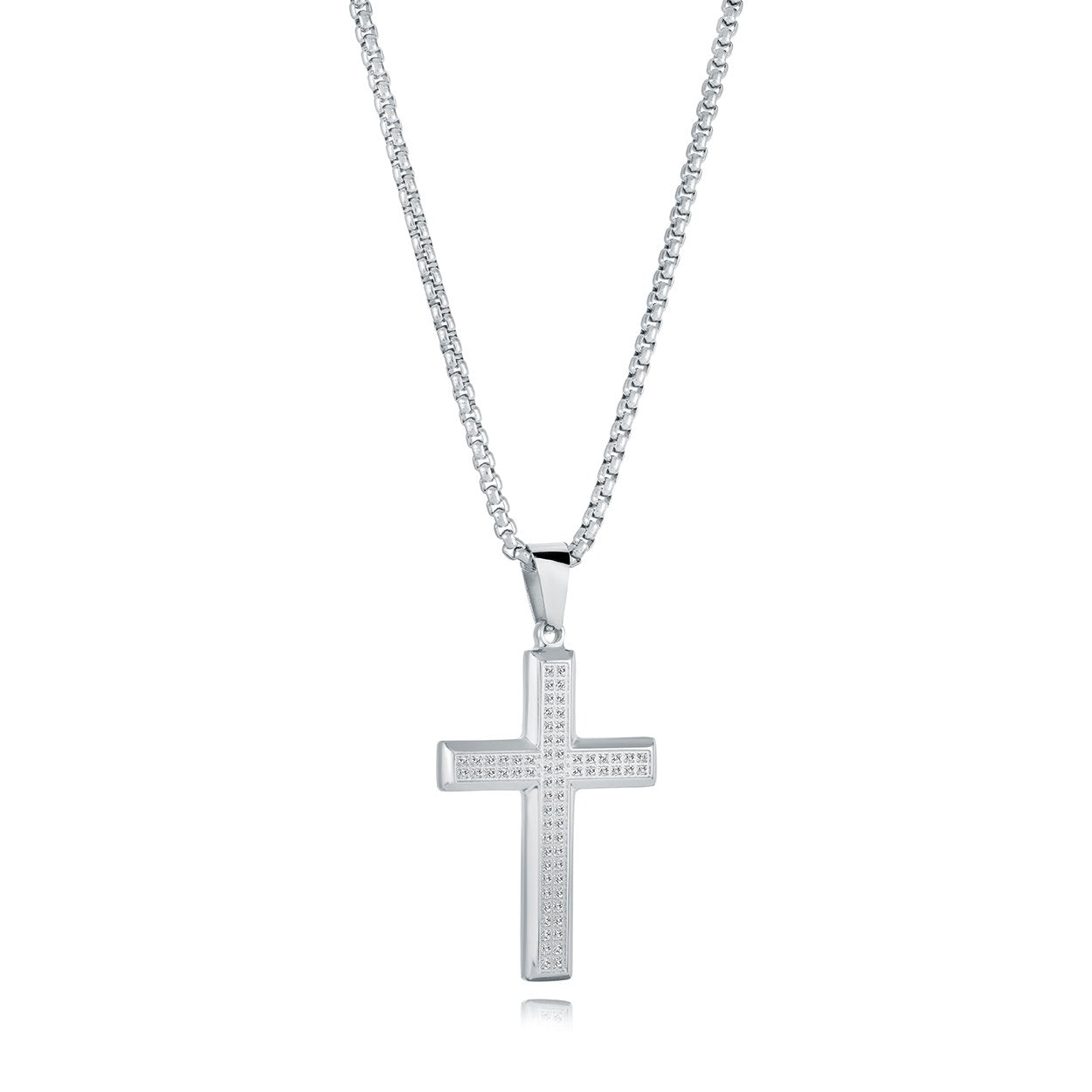 DOUBLE ROW CZ CROSS PENDANT