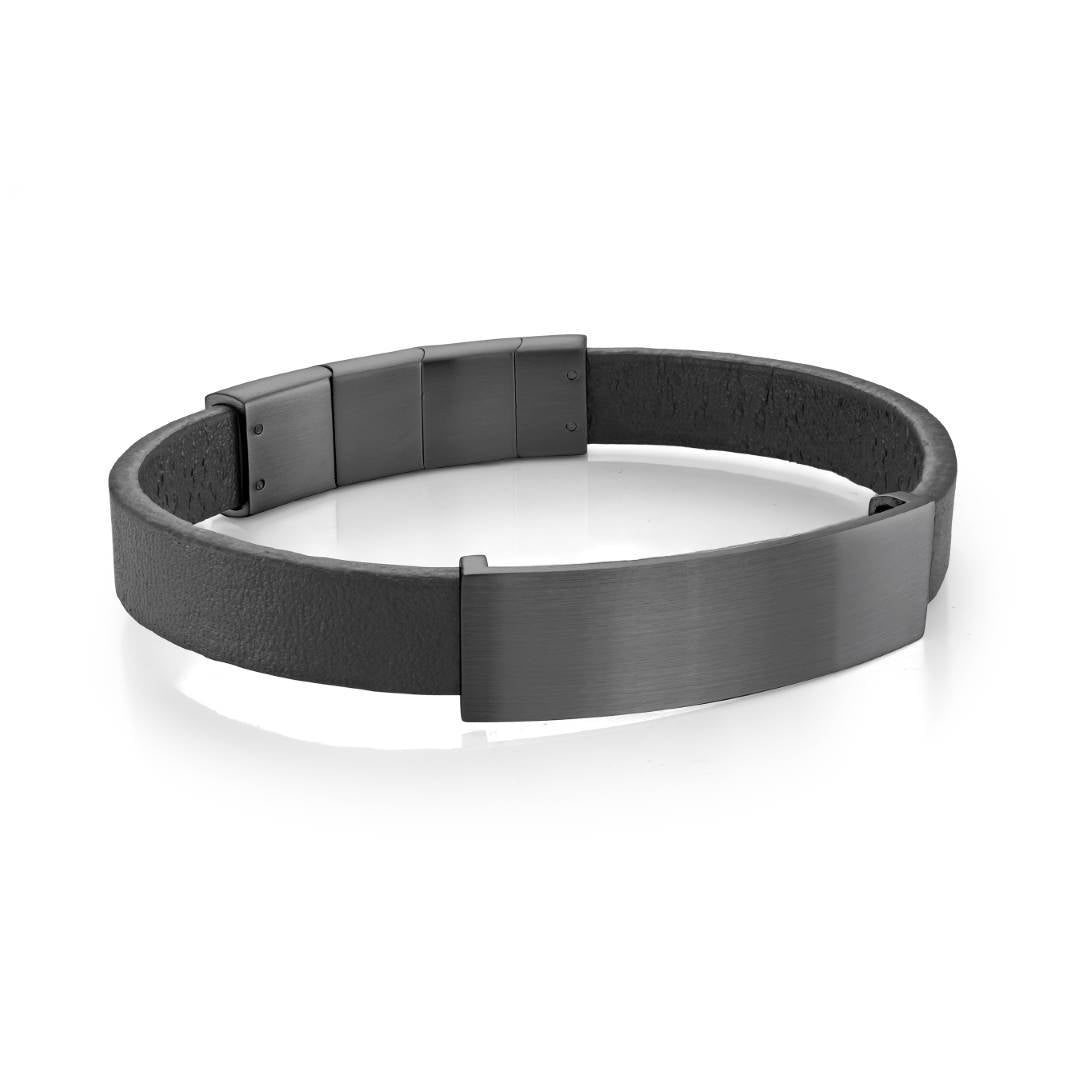 10MM LEATHER ID-PLATE BRACELET