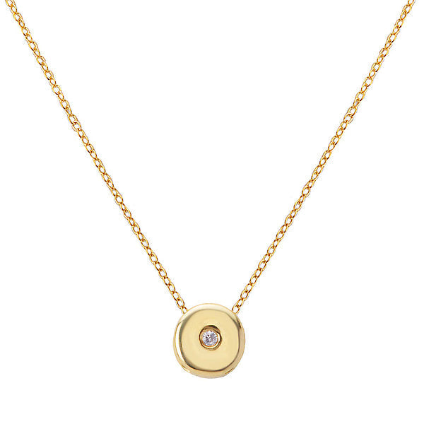 14KY TES RD DIA CIRCLE PENT   NECKLACE, D1/10 CTW,ADJ 16-18