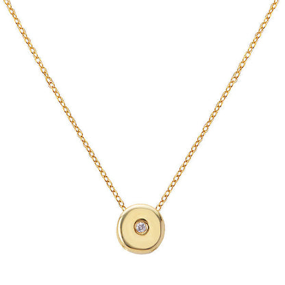 14KY TES RD DIA CIRCLE PENT   NECKLACE, D1/10 CTW,ADJ 16-18