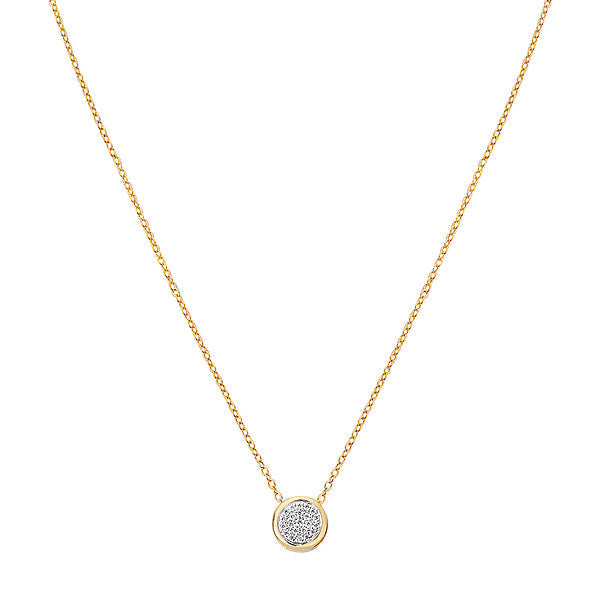 14KY TES RD DIA CIRCLE PENT   NECKLACE, D1/10 CTW,ADJ 16-18
